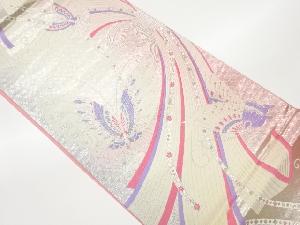 岡文織物製　束ね熨斗に蝶模様織出し袋帯